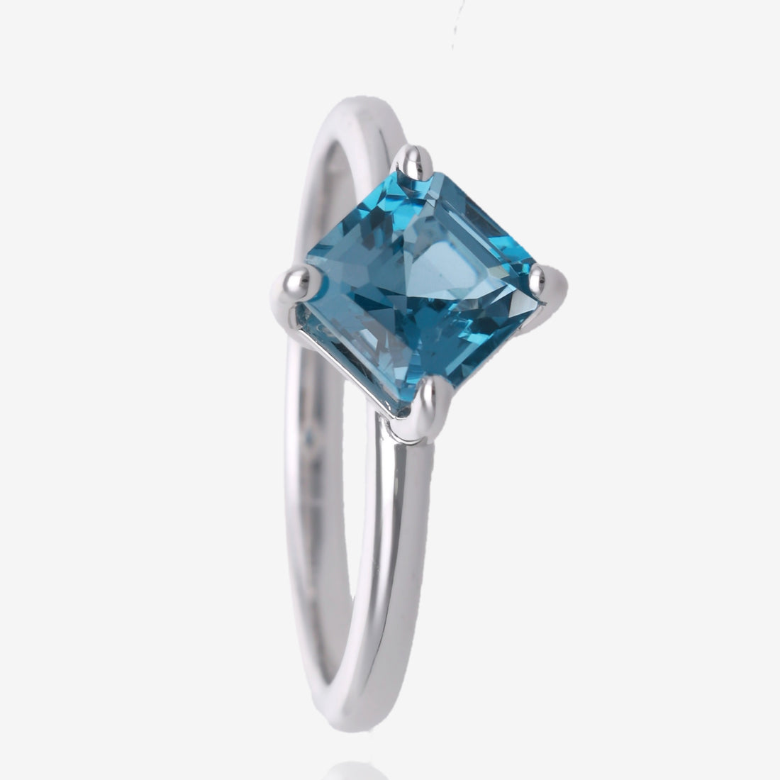 London Blue Topaz Asscher Solitaire in Silver