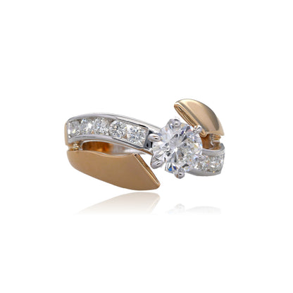 1.51tdw 1.01ctr LG Diamond River of Light 14K Two Tone Gold Diamond Engagement Ring