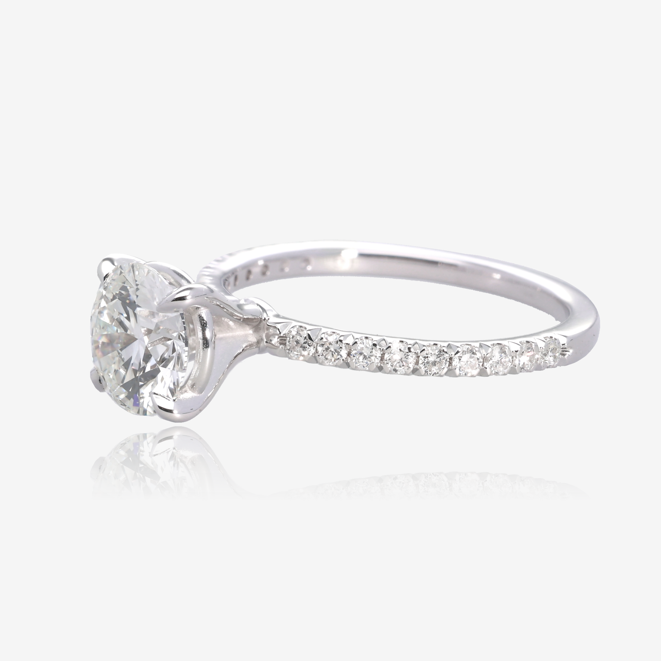 1.5ct Lab Grown Round Diamond Solitaire with Pavé Band 14K White Gold