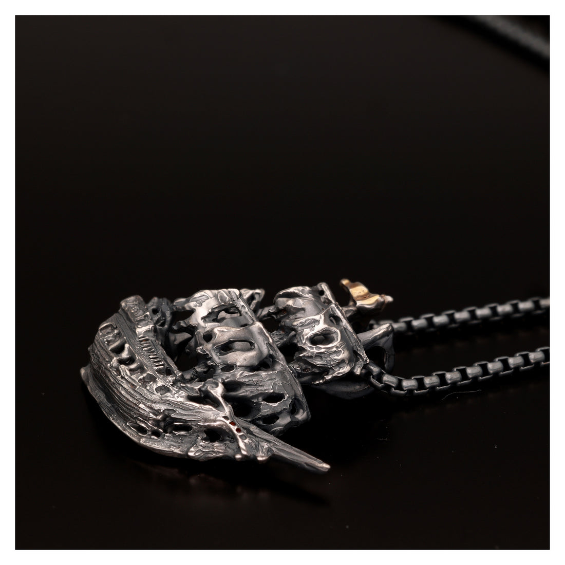 Ghost Pirate Ship Necklace in Antiqued Silver