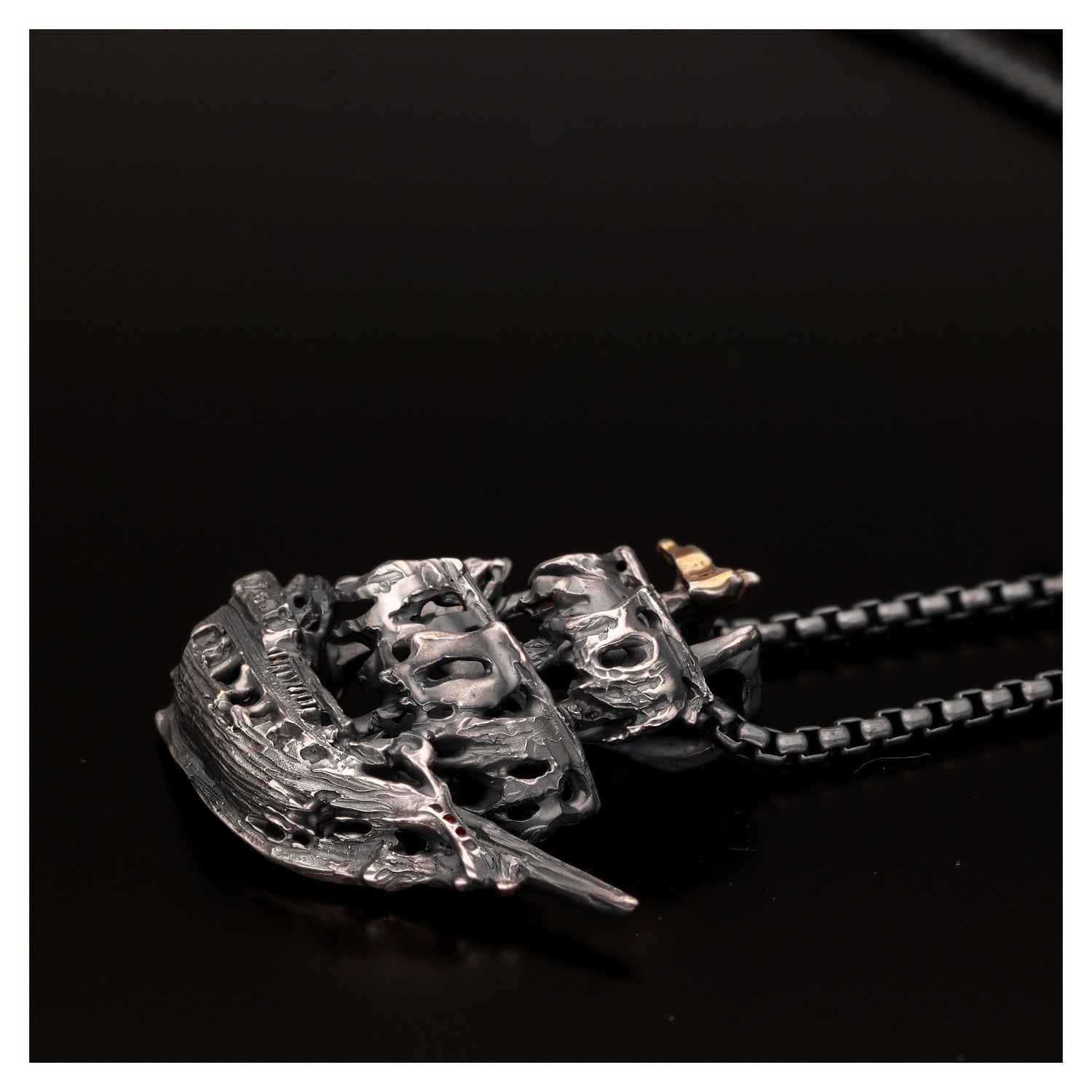 Ghost Pirate Ship Necklace in Antiqued Silver