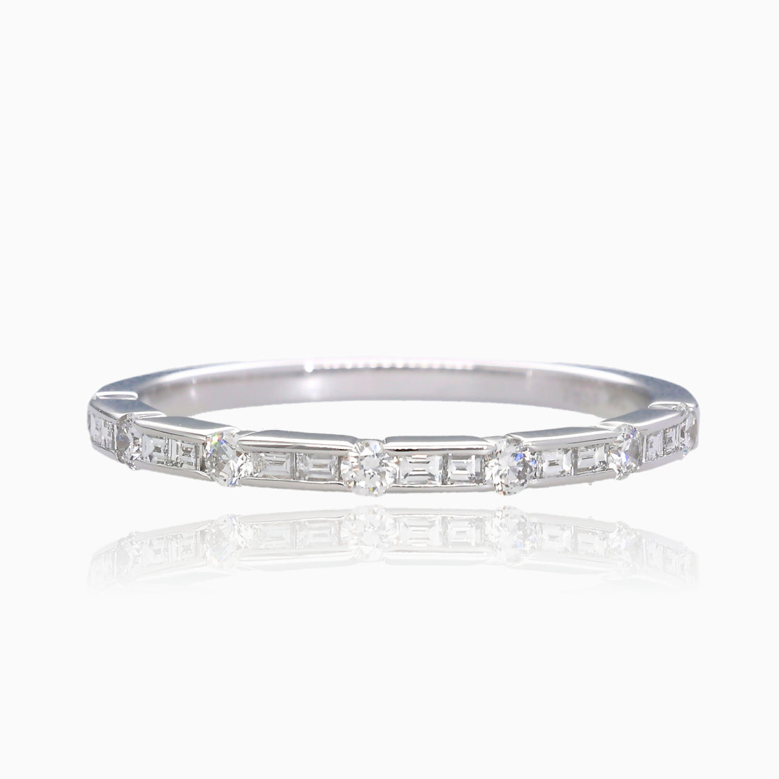 Flashing Lights White Gold Diamond Baguette Band