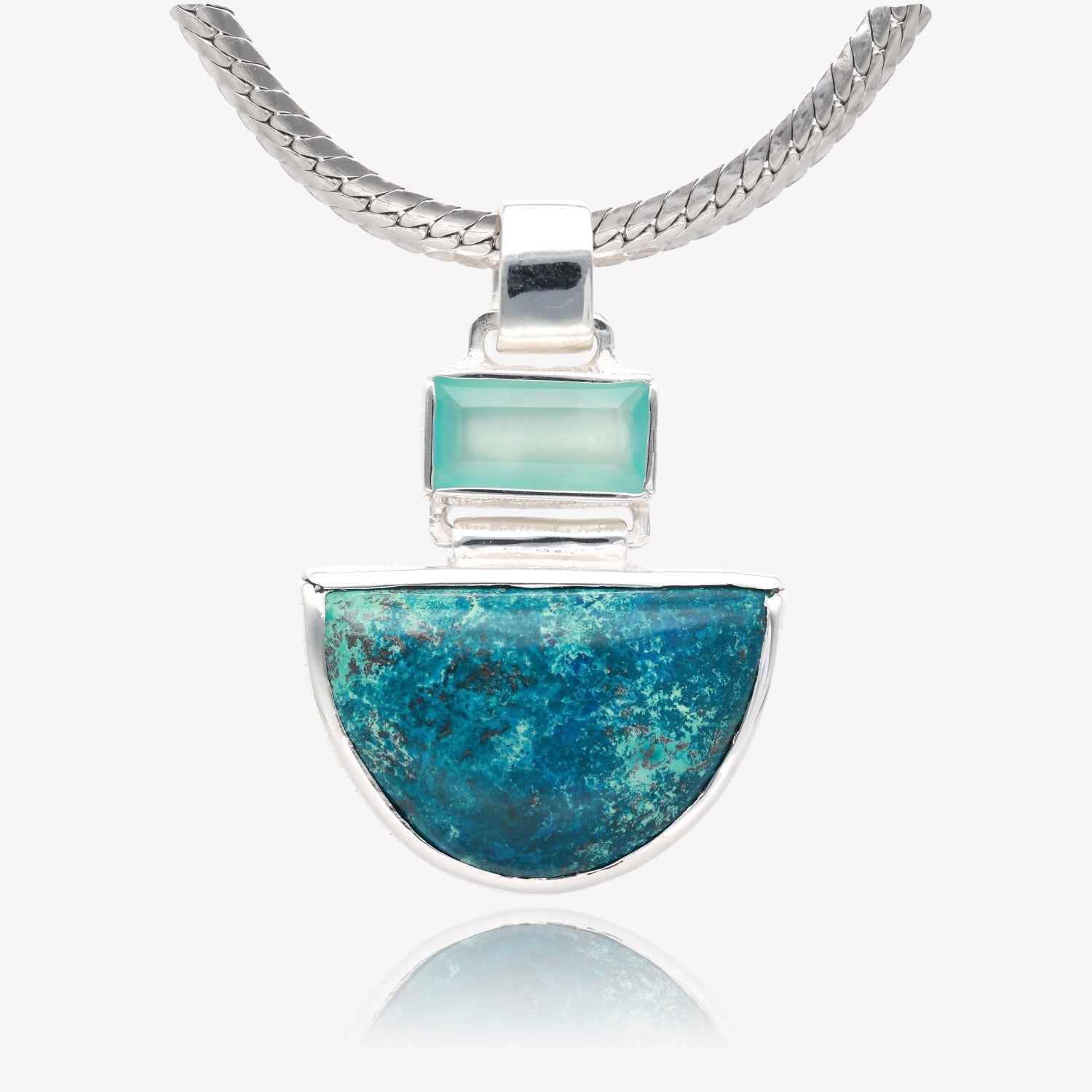 Huron Horizon Chrysocolla and Chalcedony Necklace