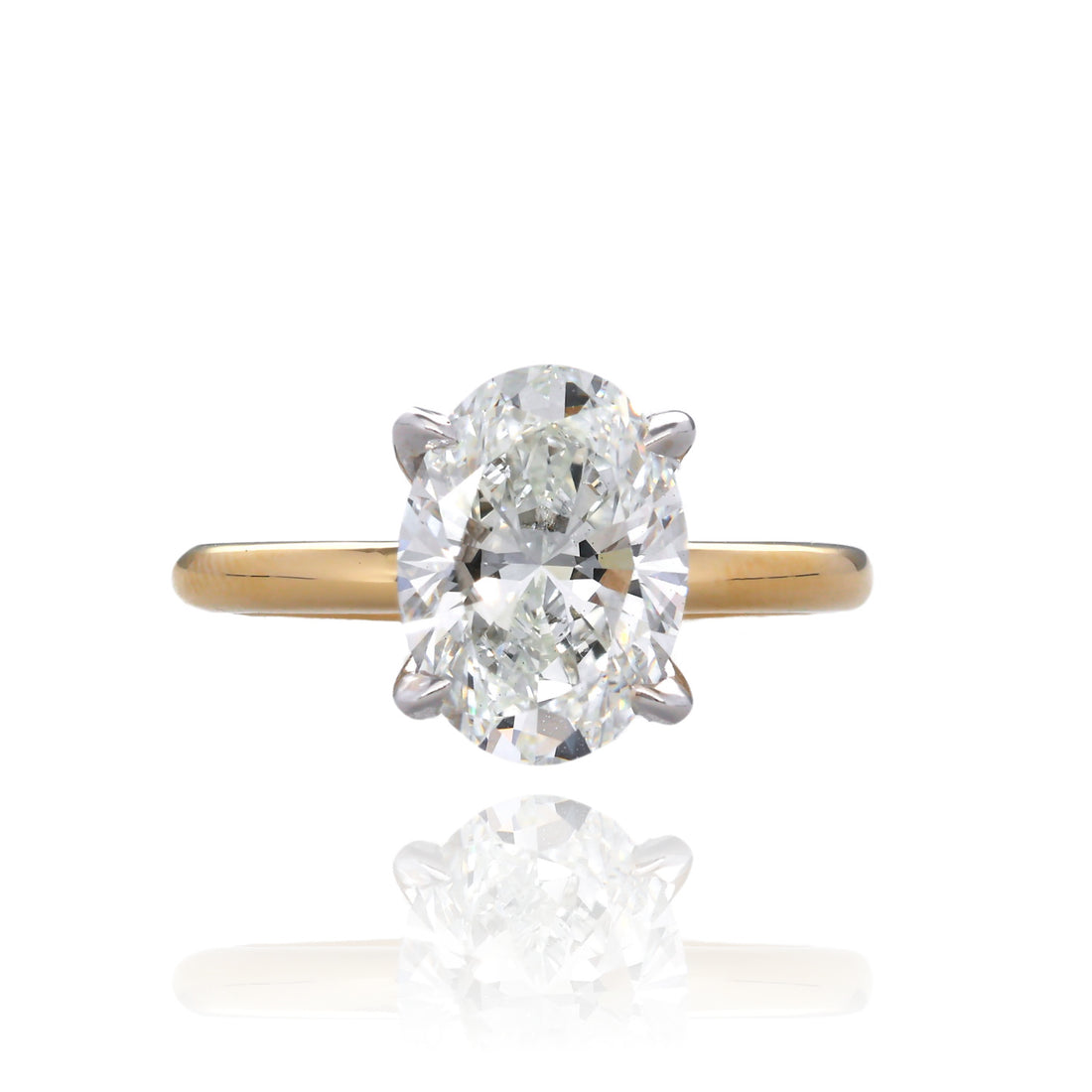 3ct Lab Grown Oval Diamond Solitaire Engagement Ring in 14K Yellow Gold