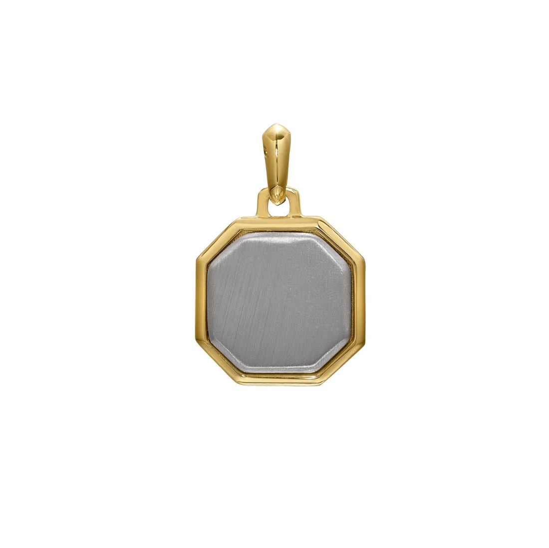 Two Tone Silver Octagon Tag Pendant