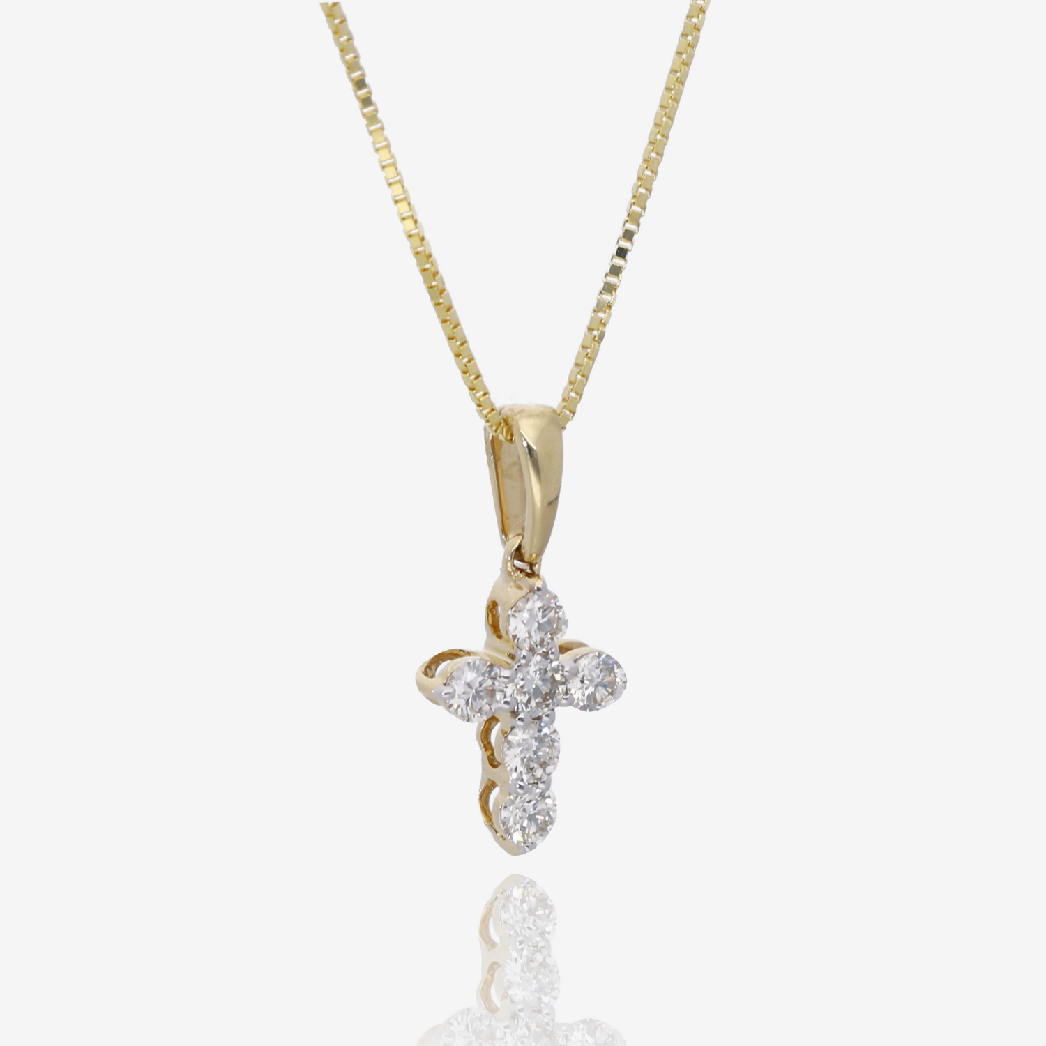 Little Light Diamond Cross Pendant in 14K Yellow Gold