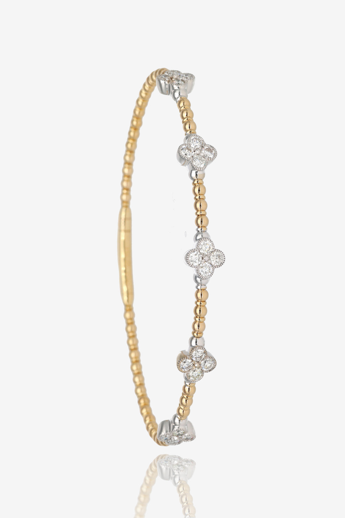 Iconic Blossom Two Tone Gold Diamond Clover Bracelet