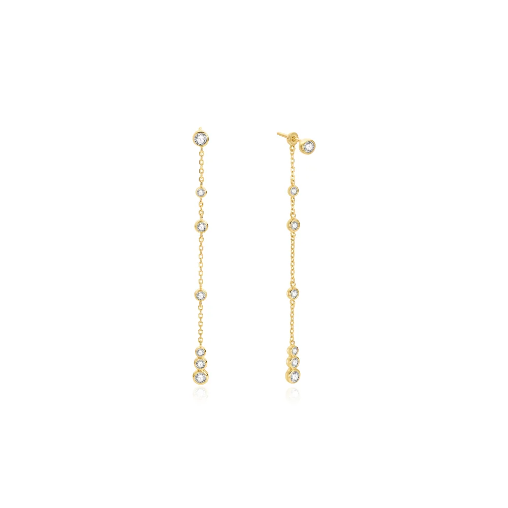 Yellow Cascade Station Drop Stud Earrings