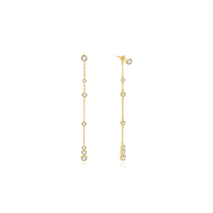 Yellow Cascade Station Drop Stud Earrings