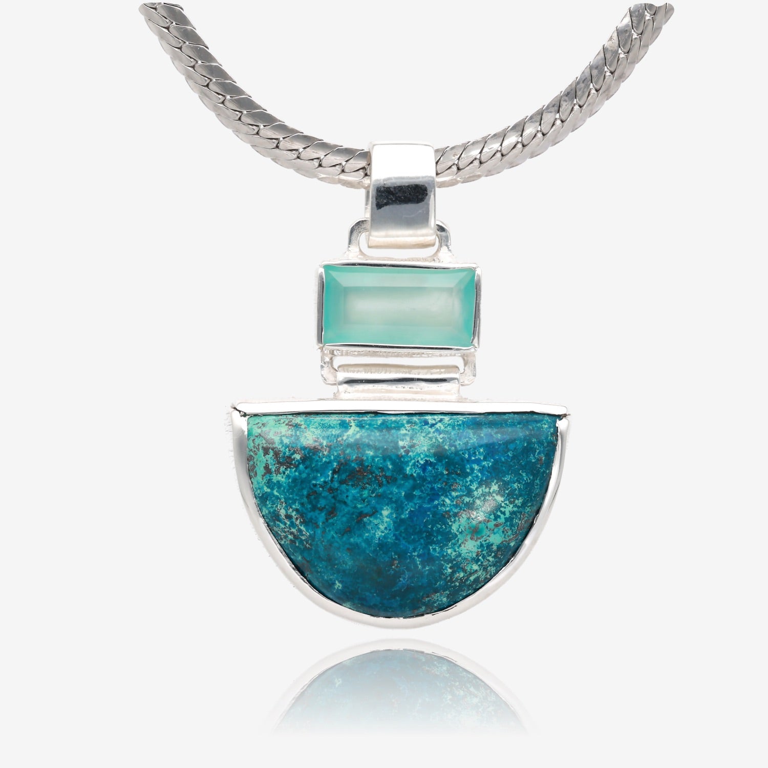 Huron Horizon Chrysocolla and Chalcedony Necklace