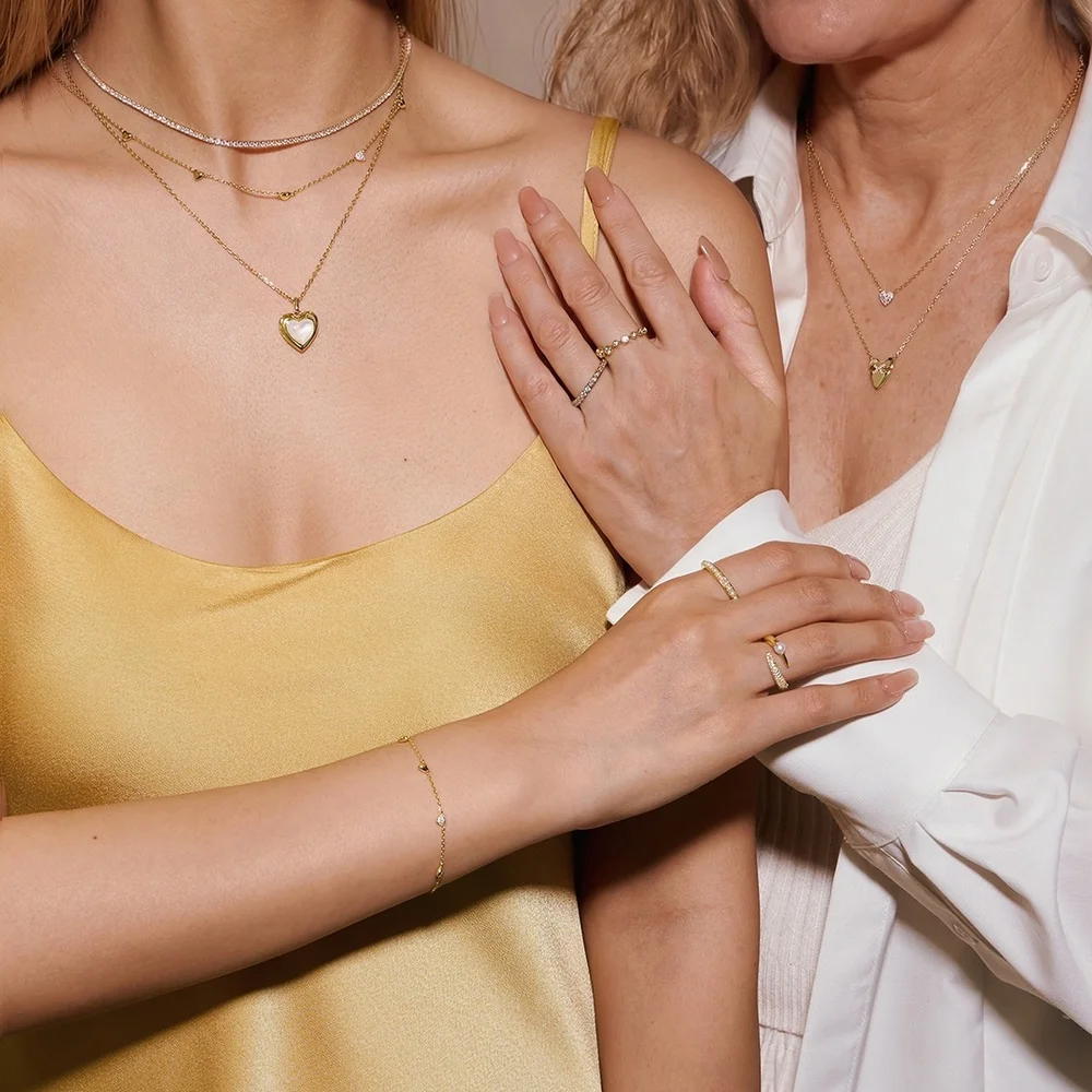 Mother’s Day Necklace Heart Locket MOP Gold Plated