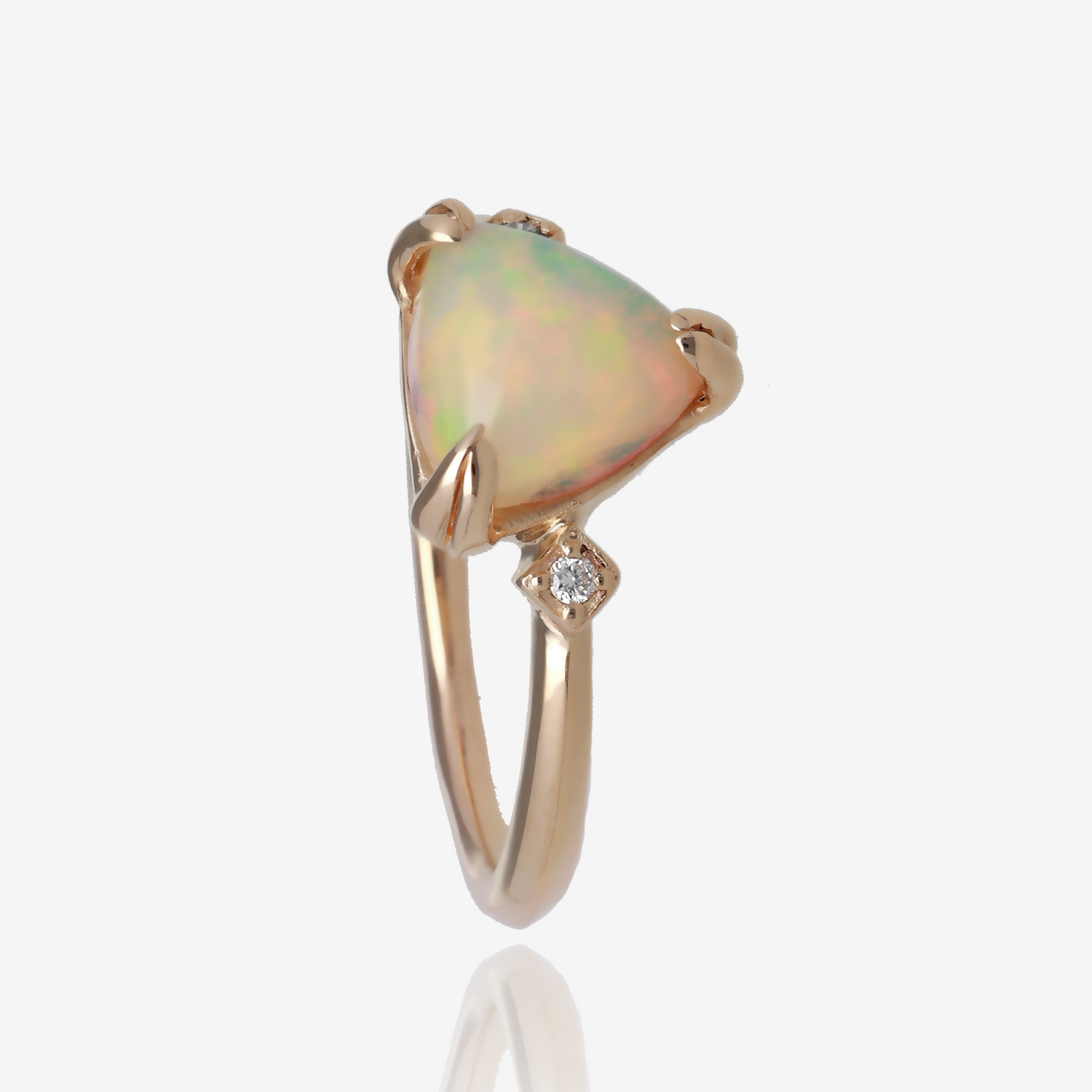 Zen Trillion Ethiopian Opal Ring in 14k Yellow Gold