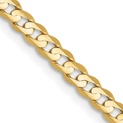 14K 20 inch 3mm Open Concave Curb with Lobster Clasp Chain