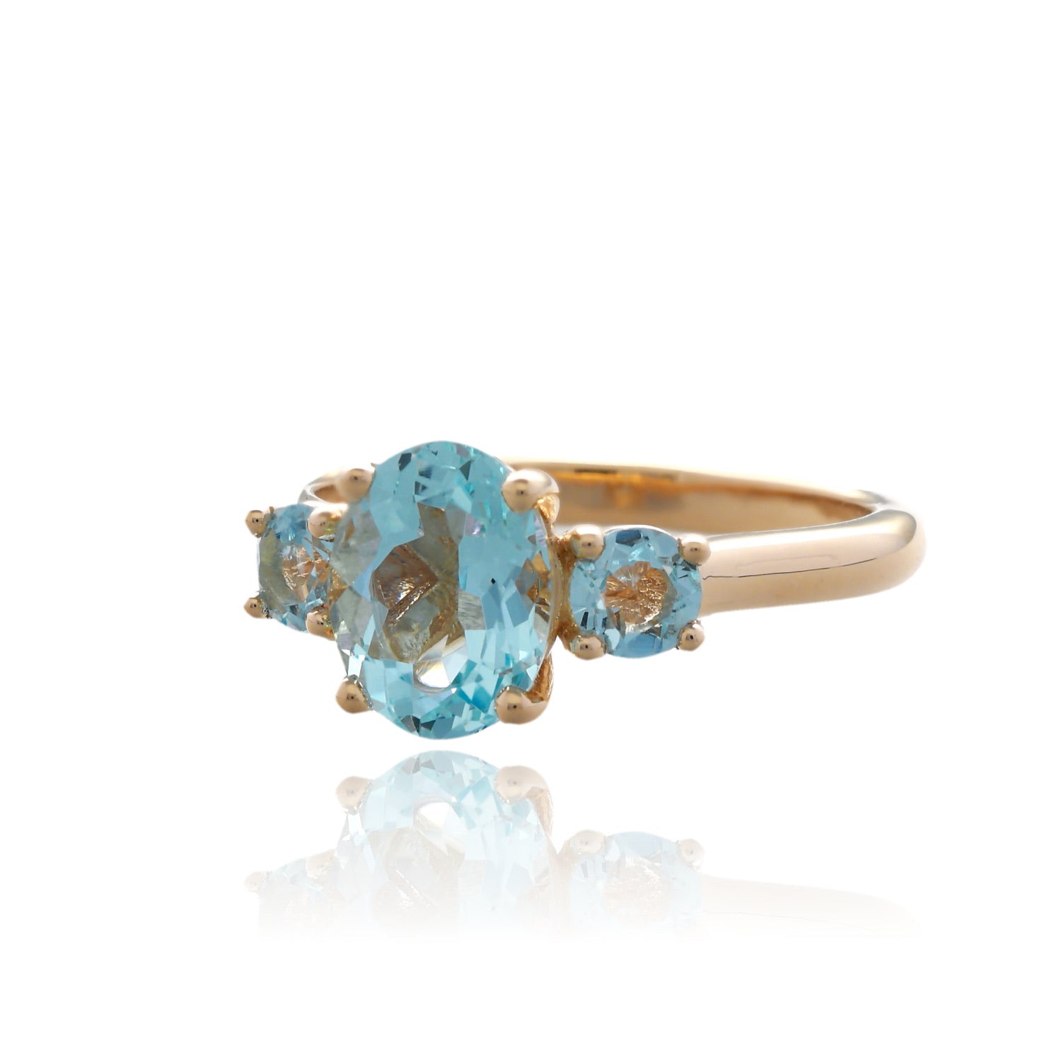 Classic Aquamarine 3 Stone Ring