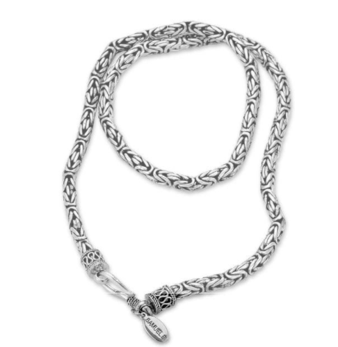 Men’s Antiqued Silver 4.5mm Byzantine Chain