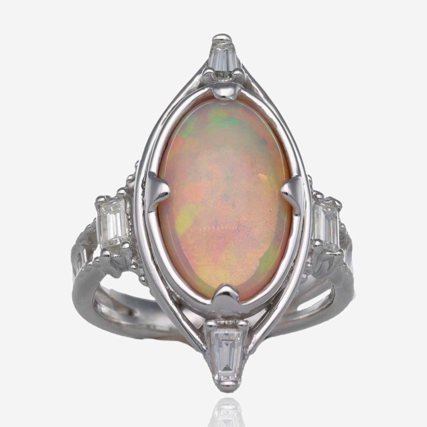 Jolie Opal and Diamond Ring White Gold