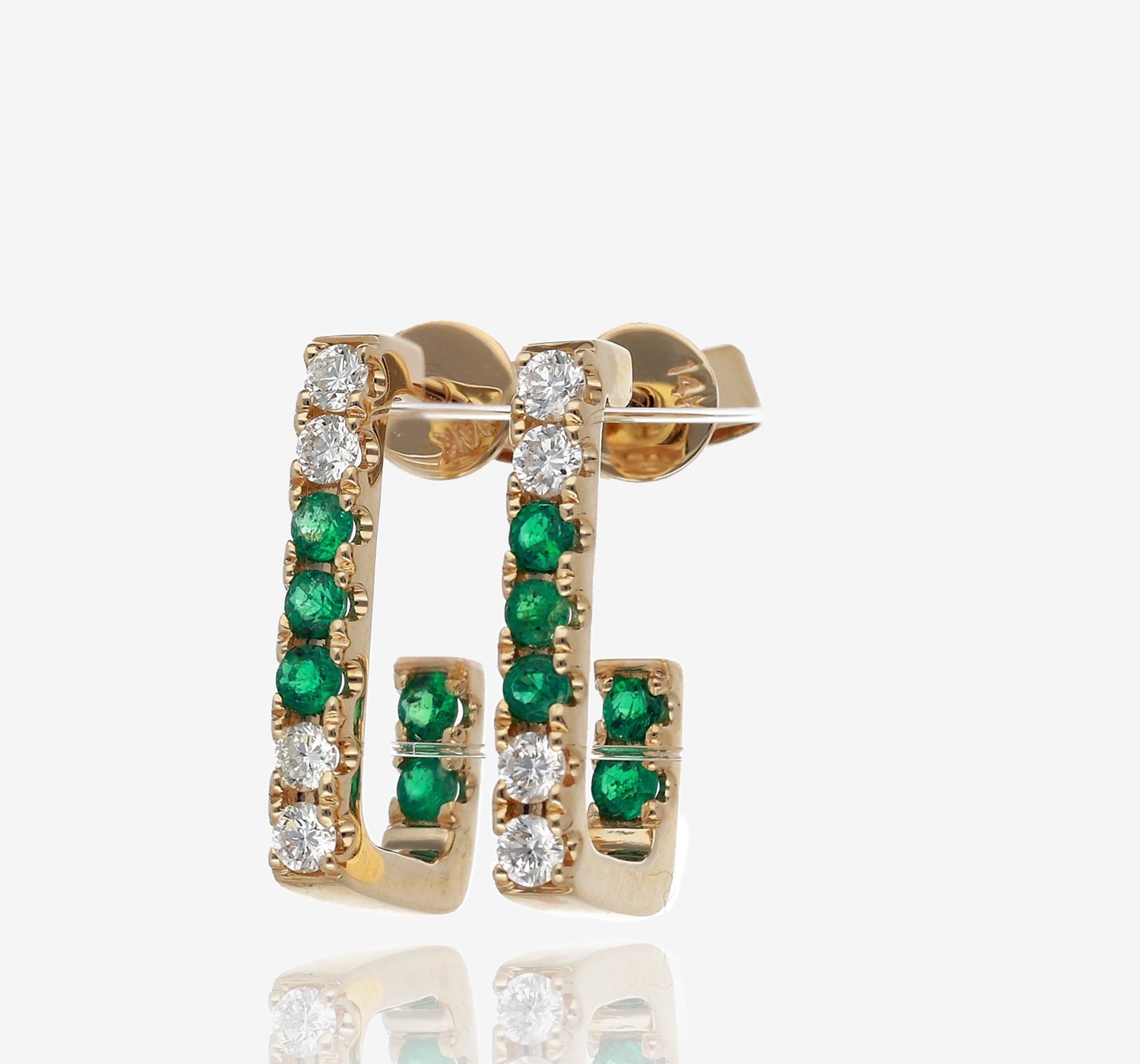 14K Yellow Gold Emerald Luxe Diamond Bar Earrings