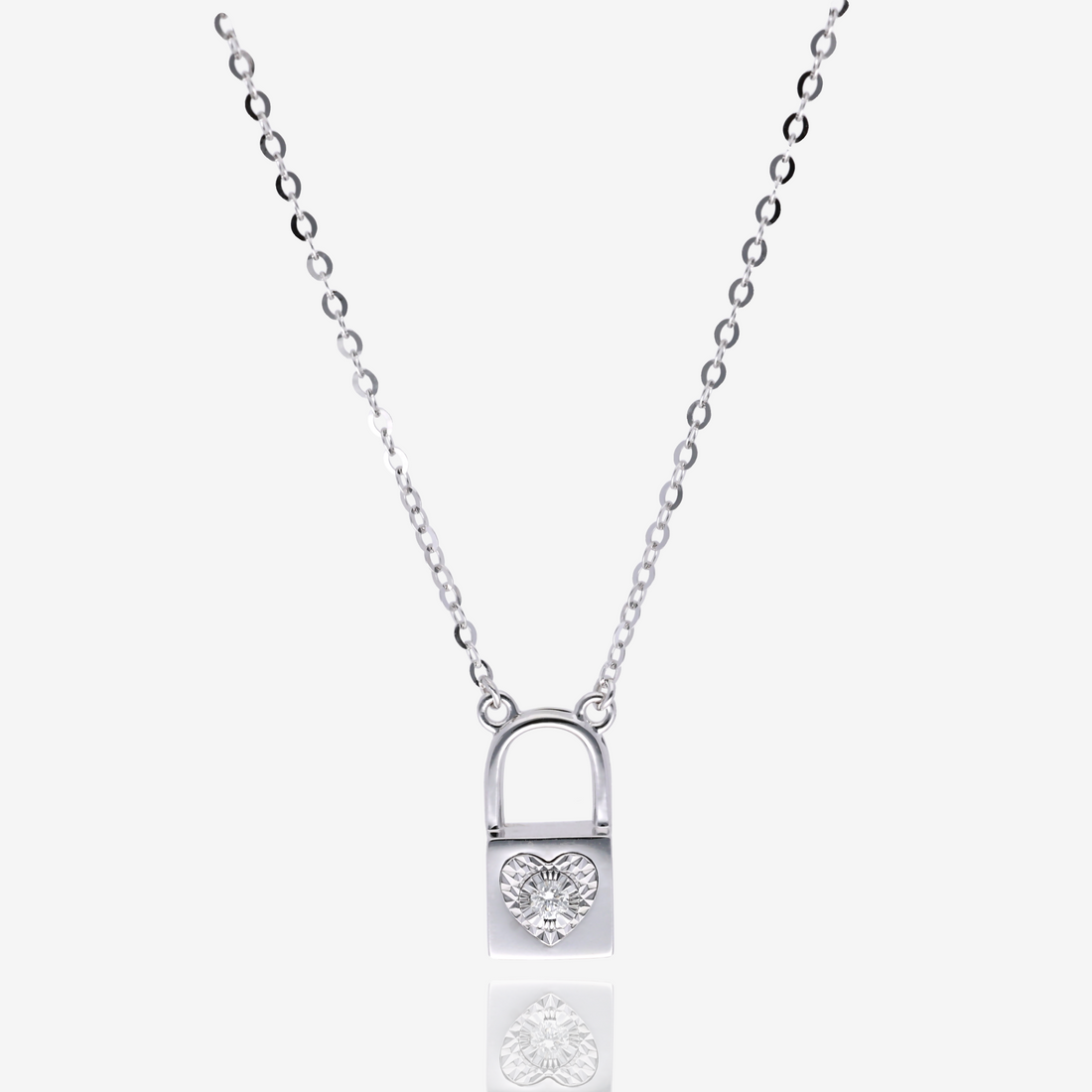 Heart Lock Sapphire and Diamond Convertible Necklace in 14K White Gold