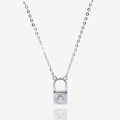 Heart Lock Sapphire and Diamond Convertible Necklace in 14K White Gold
