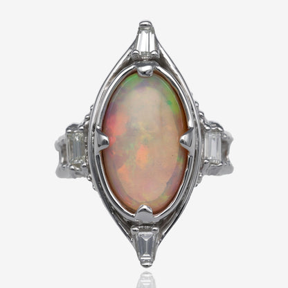 Jolie Opal and Diamond Ring White Gold