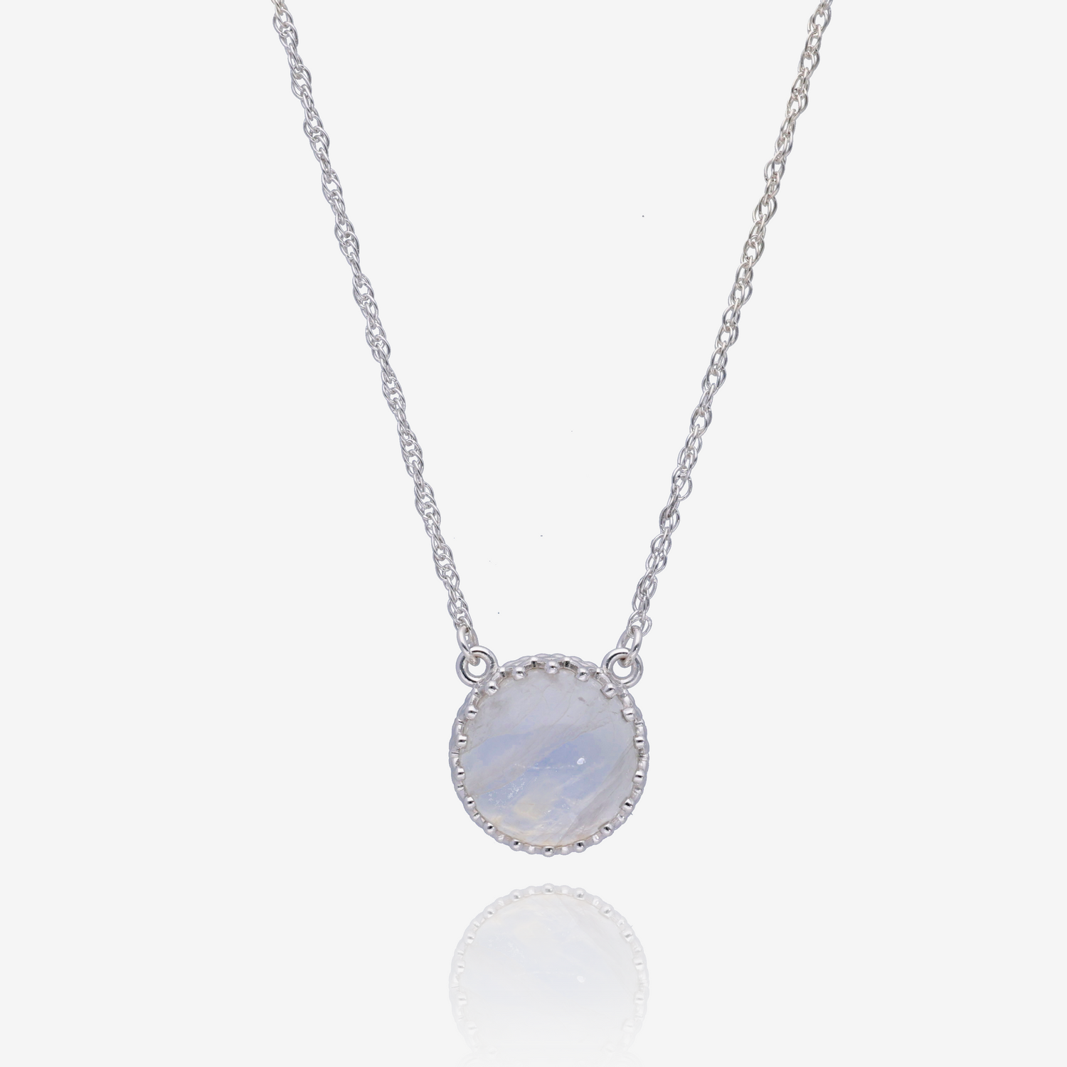 Marrakesh Rainbow Moonstone Crown Necklace in Sterling Silver