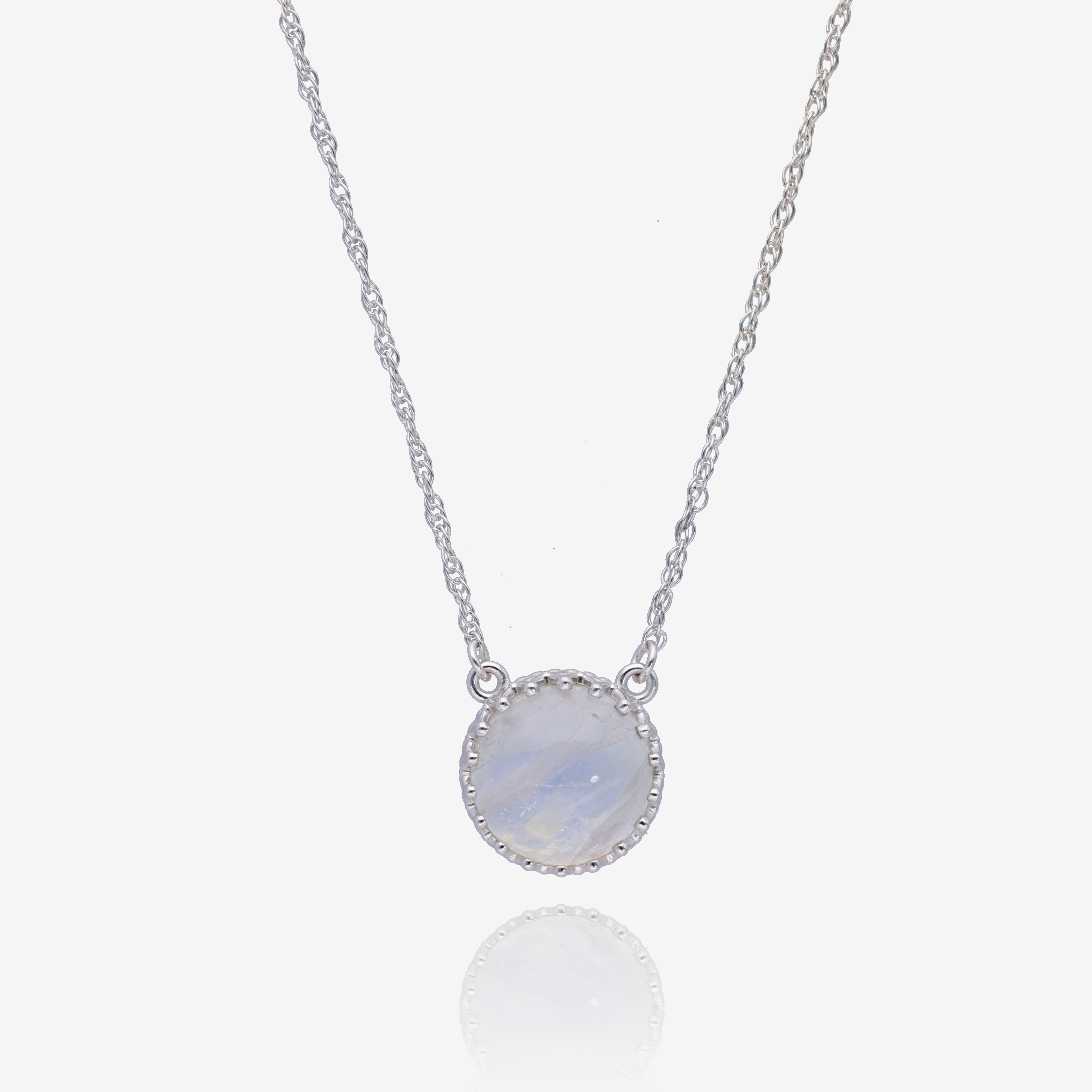 Marrakesh Rainbow Moonstone Crown Necklace in Sterling Silver