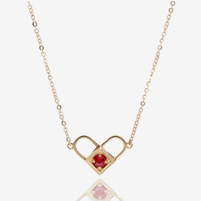 Heart Lock Ruby and Diamond Convertible Necklace in 14K Yellow Gold
