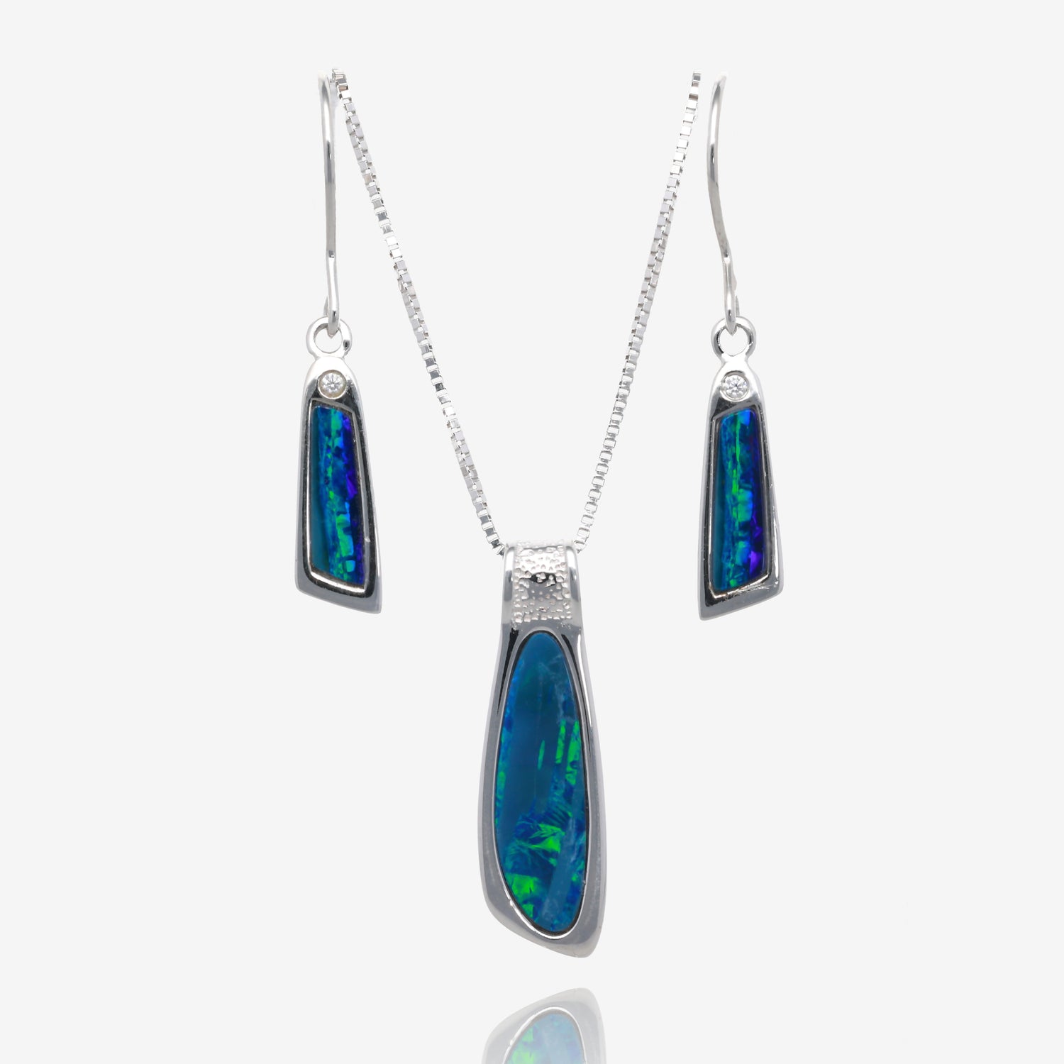 Northern Lights One of a Kind Opal Necklace and Earring Sets in Sterling Silver
