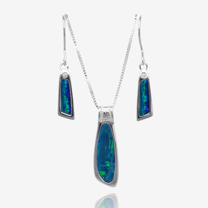 Northern Lights One of a Kind Opal Necklace and Earring Sets in Sterling Silver