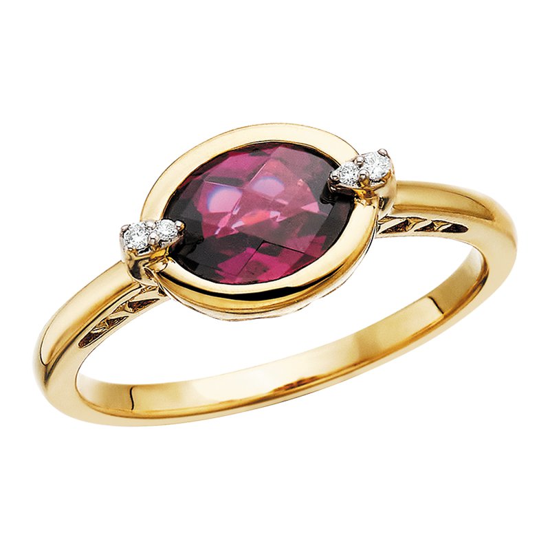 Checkered Crown Rhodolite Diamond Ring