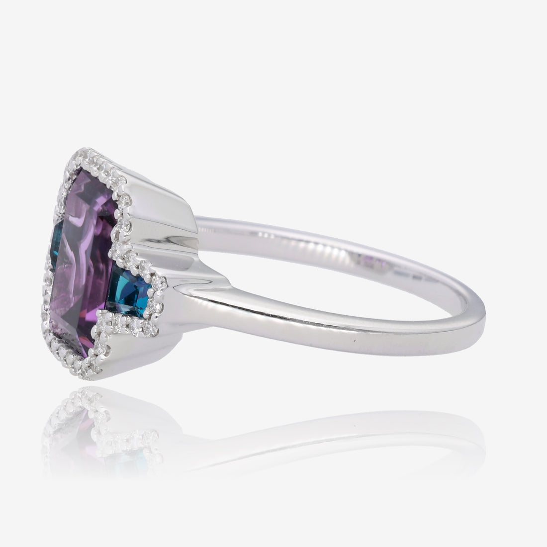 Ocean Twilight: Amethyst &amp; Blue Topaz Diamond Accent Ring in White Gold