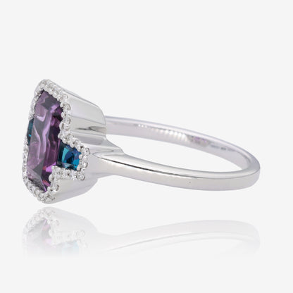 Ocean Twilight: Amethyst &amp; Blue Topaz Diamond Accent Ring in White Gold