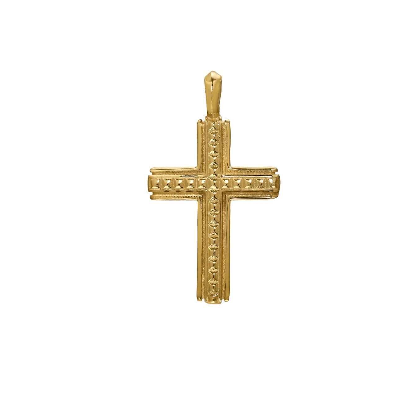 Gold Tone Sterling Silver Studded Center Cross Pendant