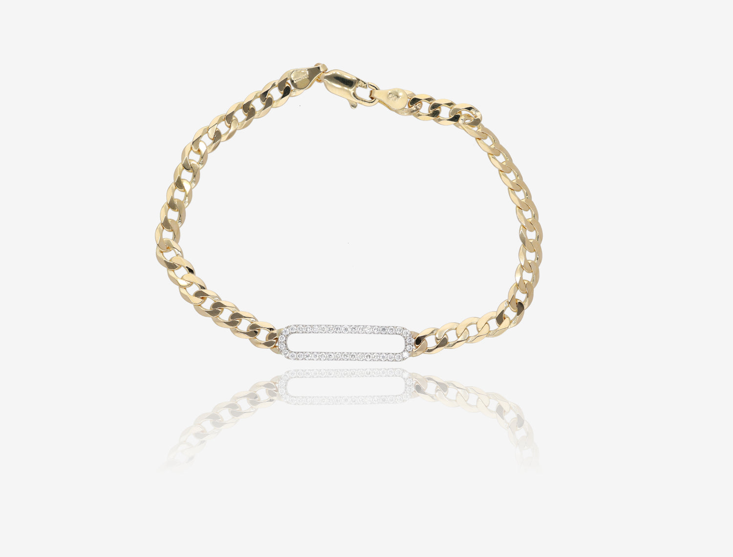 Two Tone Diamond Paperclip Link Bracelet in 14K Yellow and White Gold