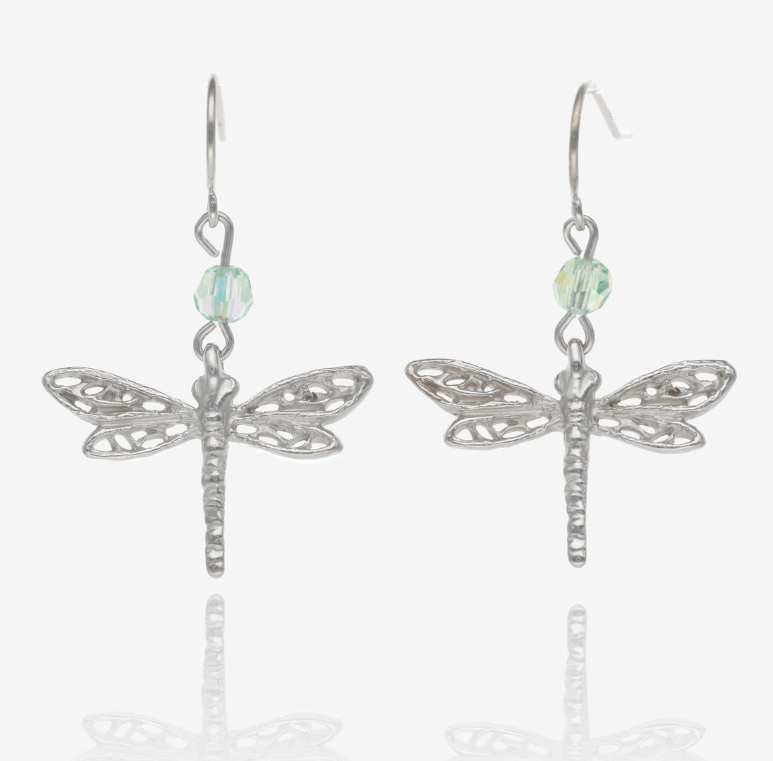 Dragonfly Daydreams Silver and Gem Earrings