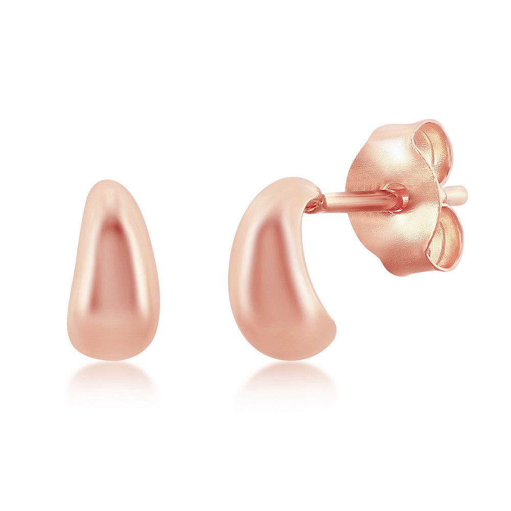 Rose Plated Sterling Silver Mini Half Hoop Studs