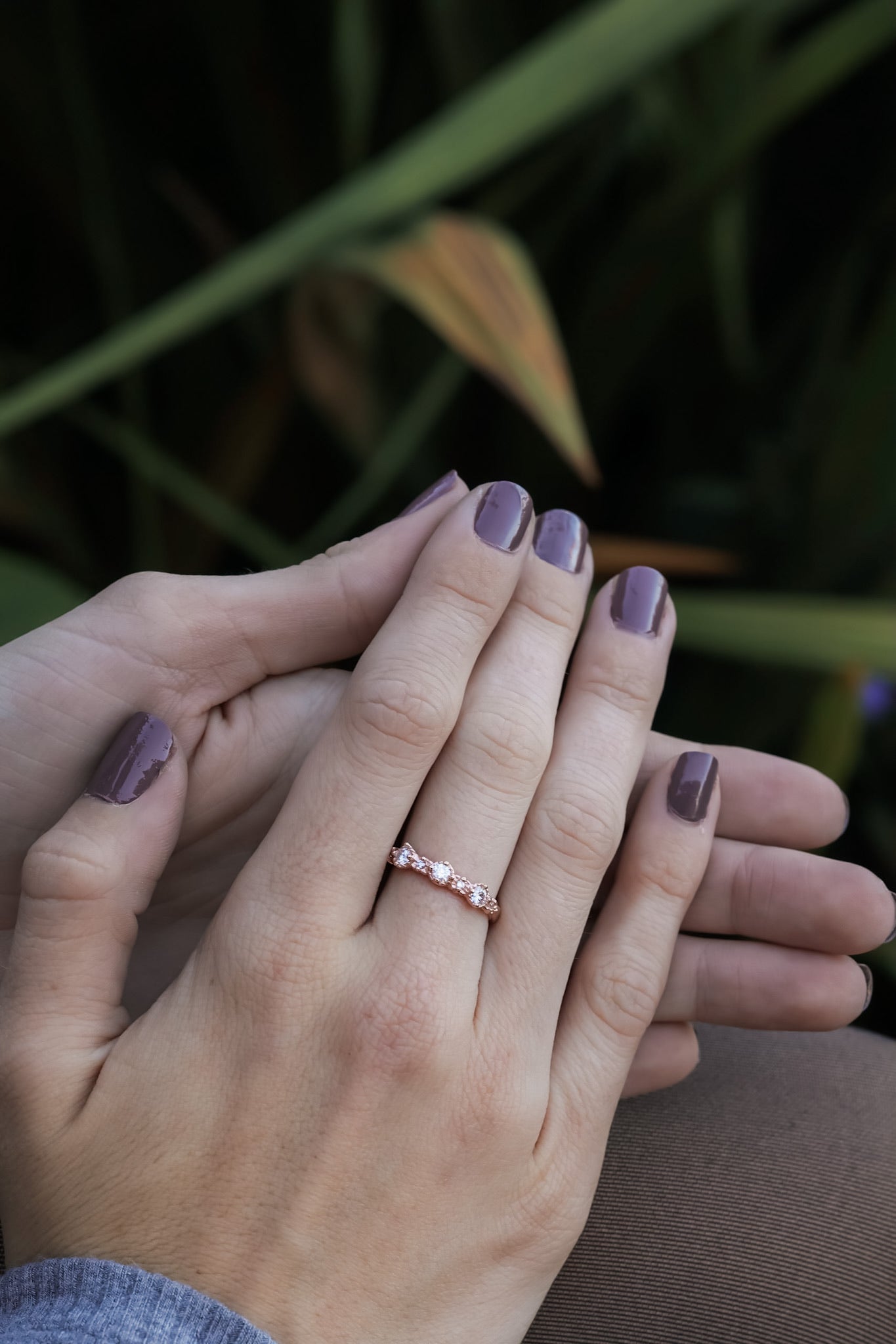 Shimmering Treasure Band Lab Diamond and Rose Gold