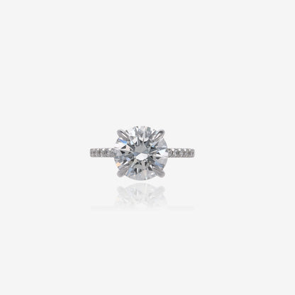 3.5ct Lab Grown Round Diamond Solitaire with Pavé Band 14K White Gold