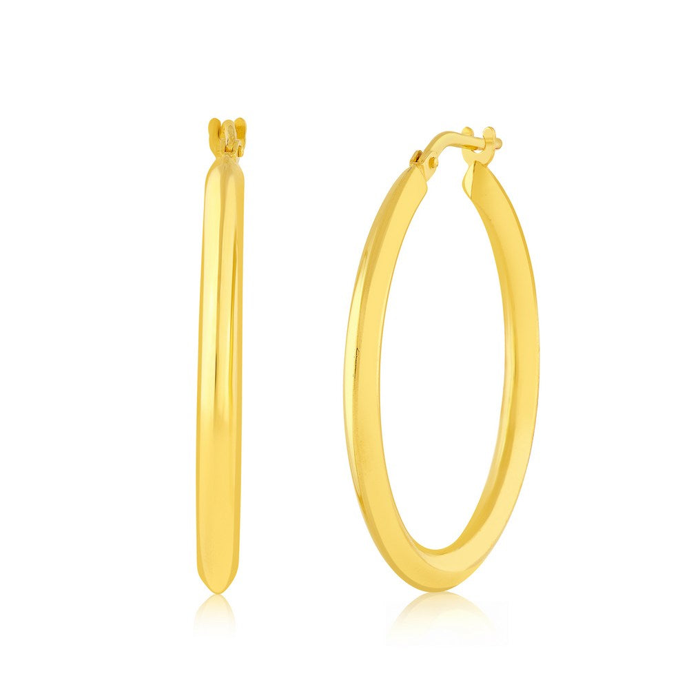 Shiny Gold Filled Knife Edge 30mm Tube Hoop Earrings