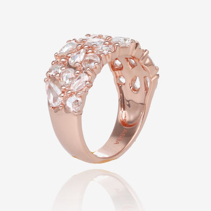 Triple Row Rose Cut Natural Diamond Ring