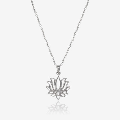 Petite Lotus Pendant in Silver