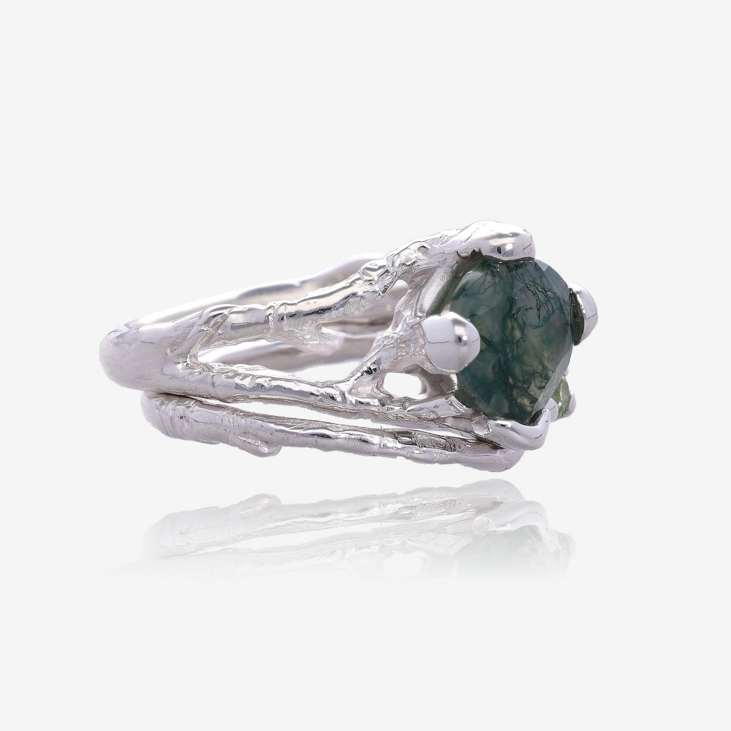 Birch Branch Wedding Set Moss Agate