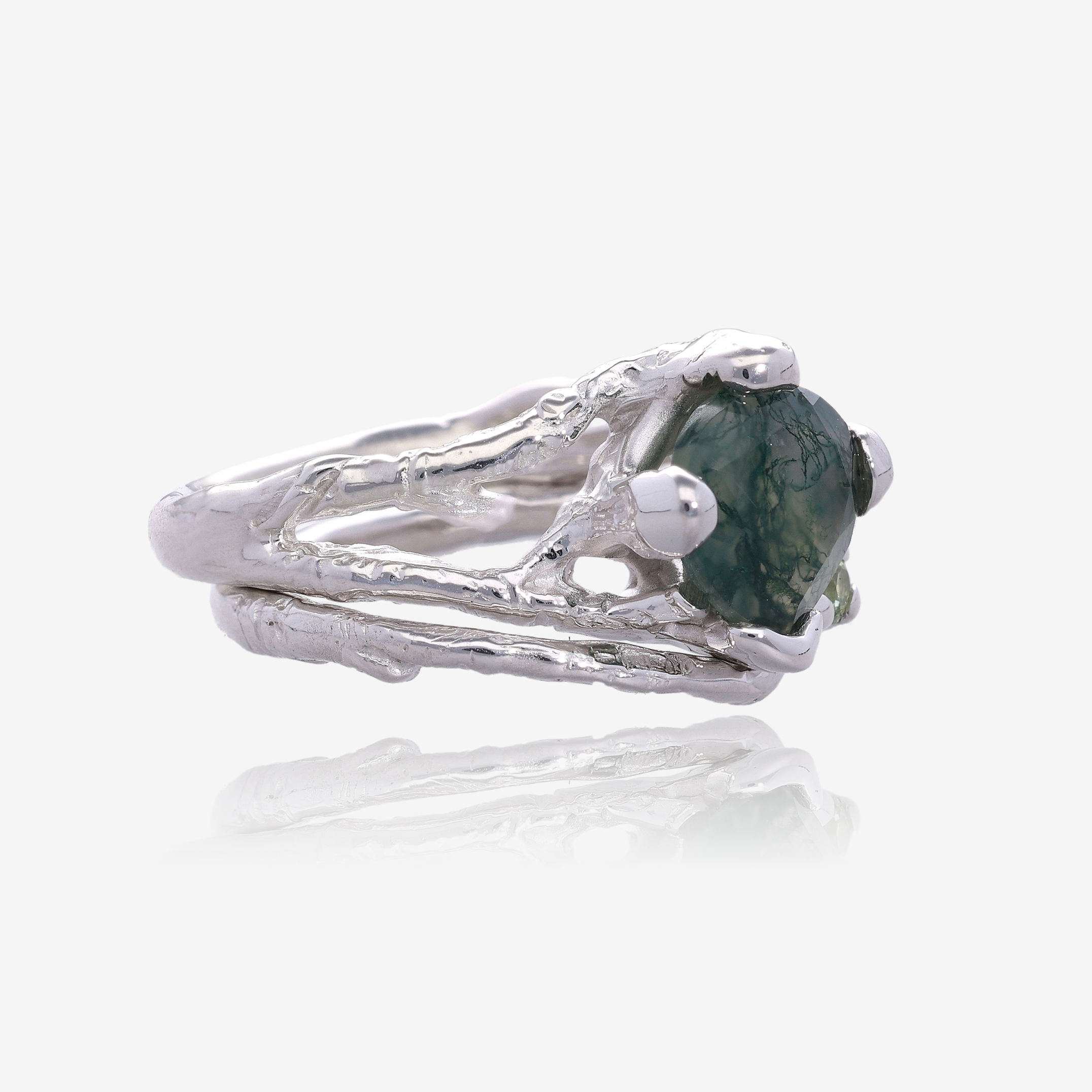 Birch Branch Wedding Set Moss Agate