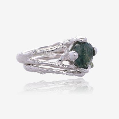 Birch Branch Wedding Set Moss Agate