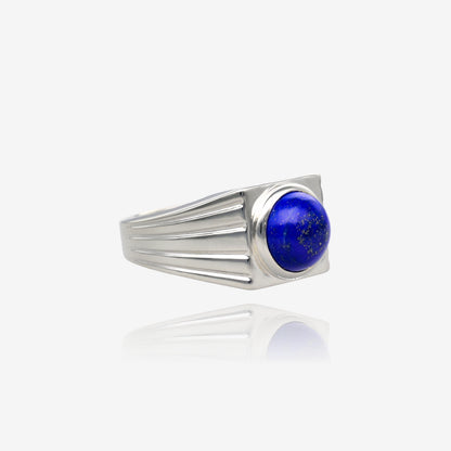 Men’s Square Lapis Lazuli Signet Ring in Sterling Silver