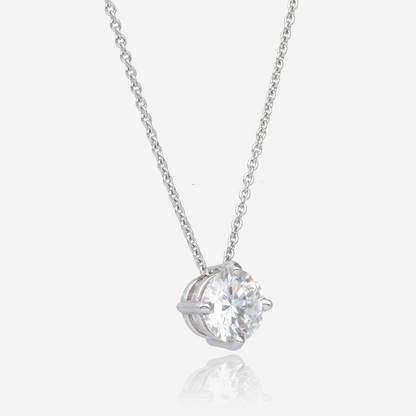 One Carat Round Diamond Pendant in 14K White Gold