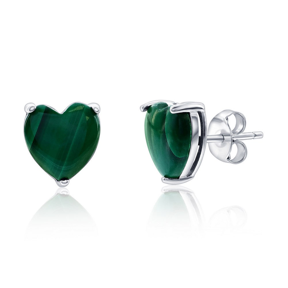 Heart of the Earth Silver Malachite Earrings