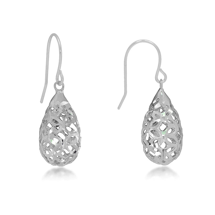 Sterling Silver Diamond Cut Dangle Earrings