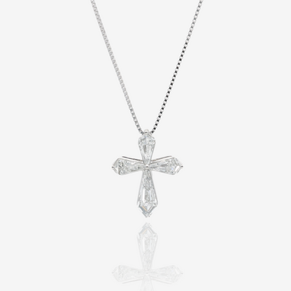 Radiant Shield Diamond Cross Pendant in Platinum