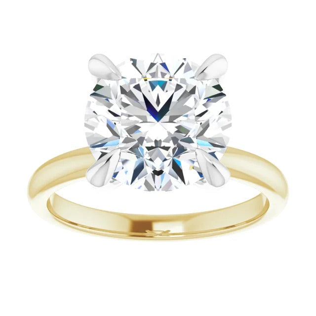 4ct Lab Grown Round Diamond Solitaire 14K Yellow Gold